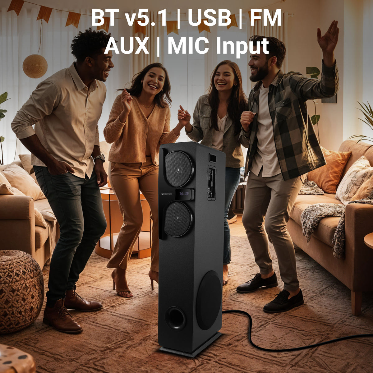 Zebronics Mega Tower Speaker - 160W, Media Control, Karaoke