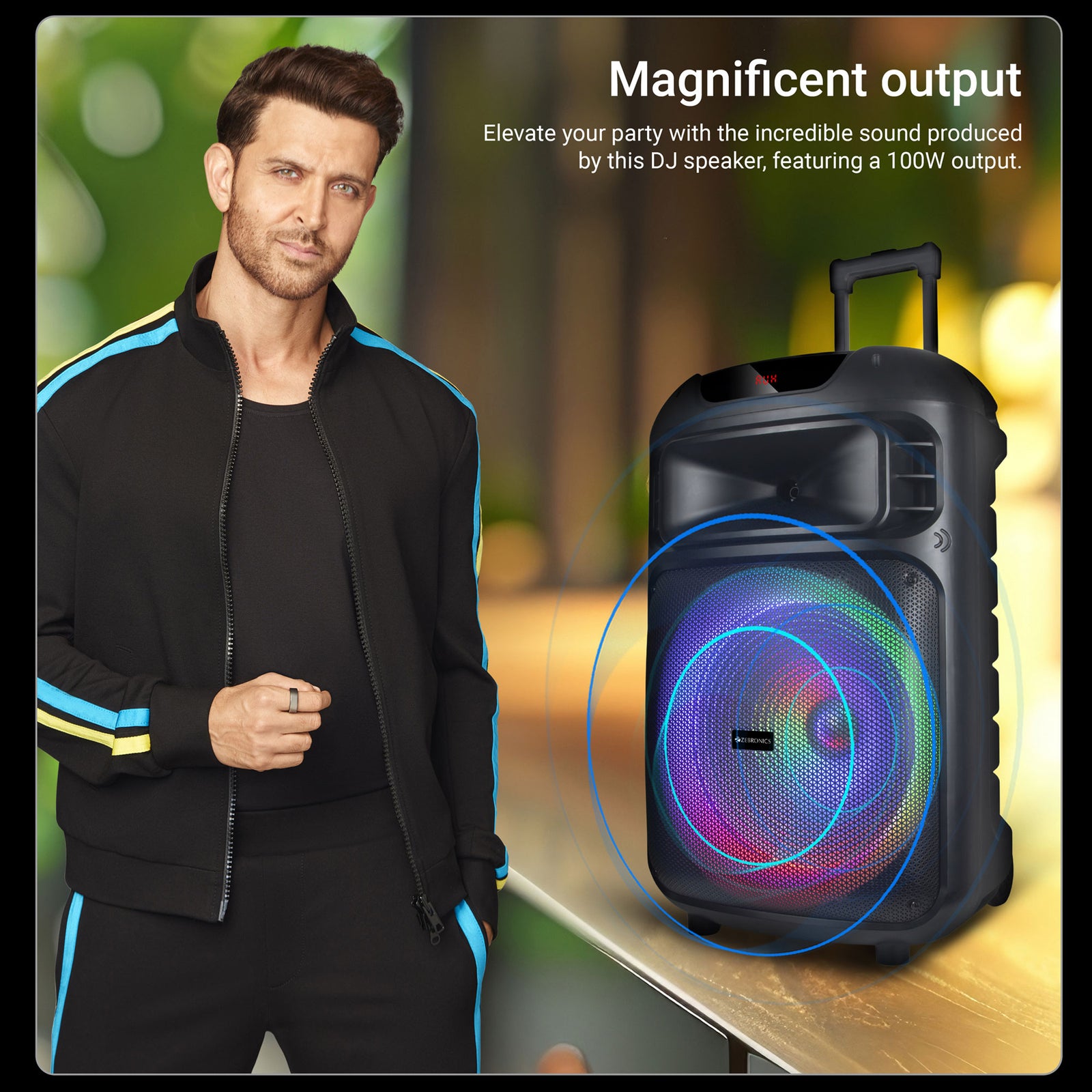 Zebronics Octane Plus Trolley Speaker - 100W, karaoke, LED