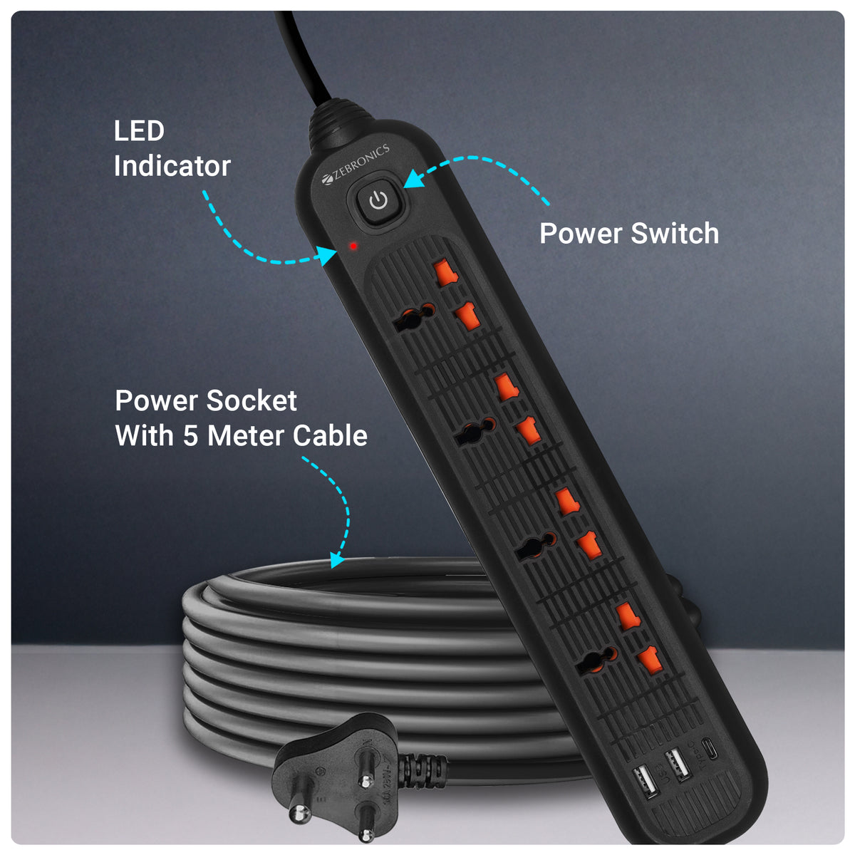 Zebronics Power Bar 145 Power Extension Strip