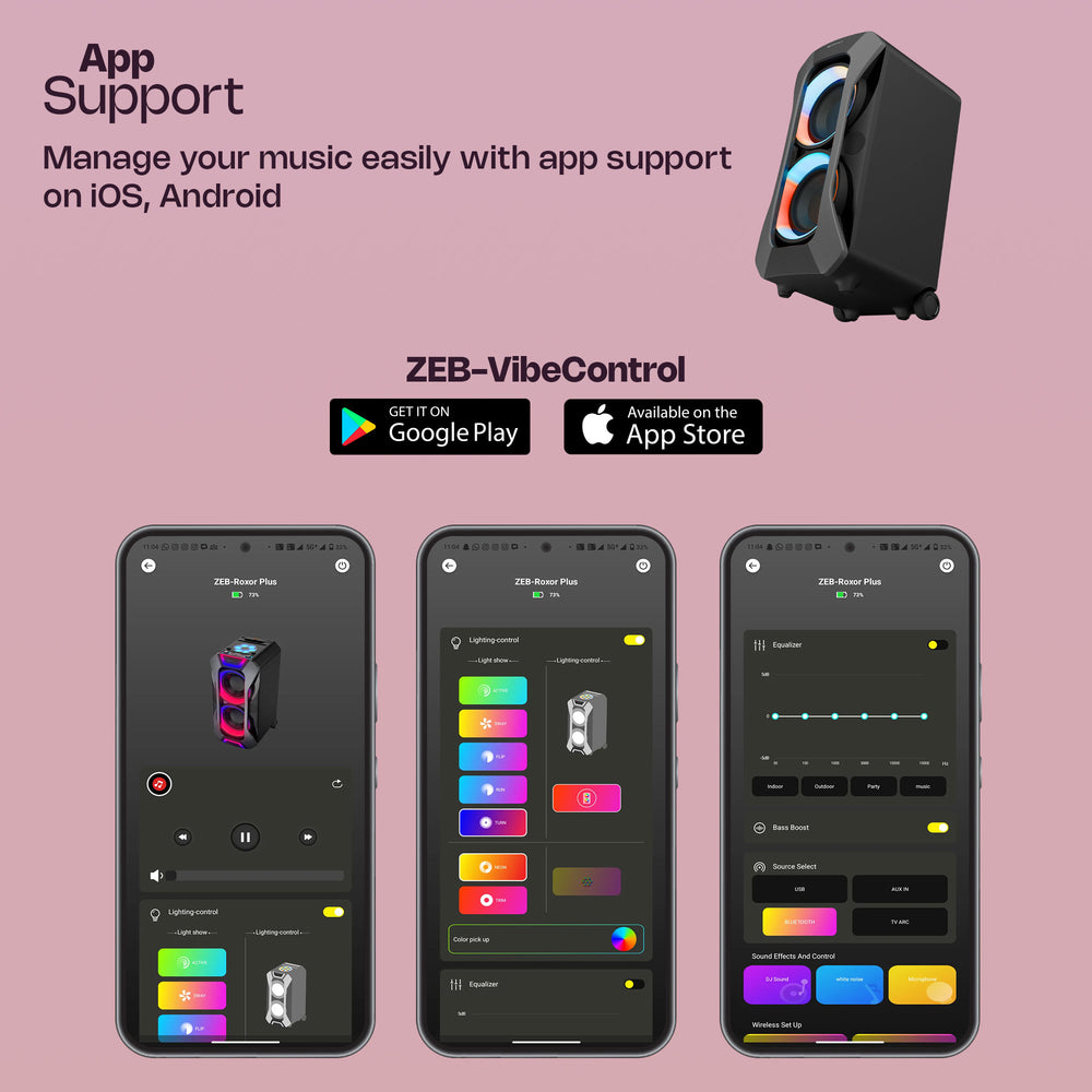 Zeb Roxor Plus DJ Speaker 180W Dolby | Zebronics India