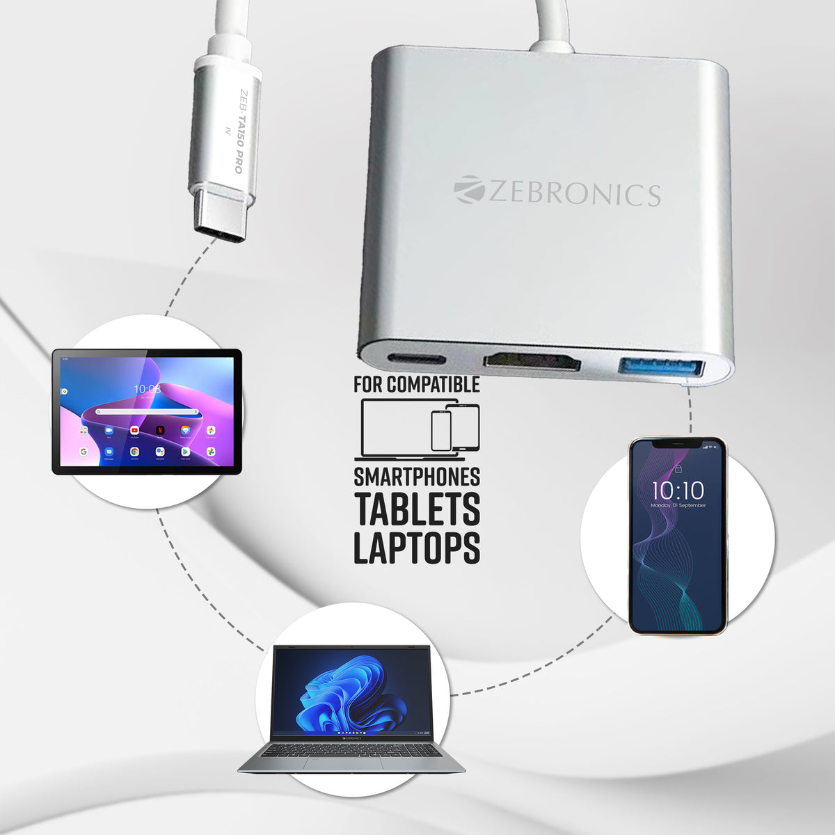 Zebronics Connector Zebronics TA150 Pro Type C Multiport Adapter