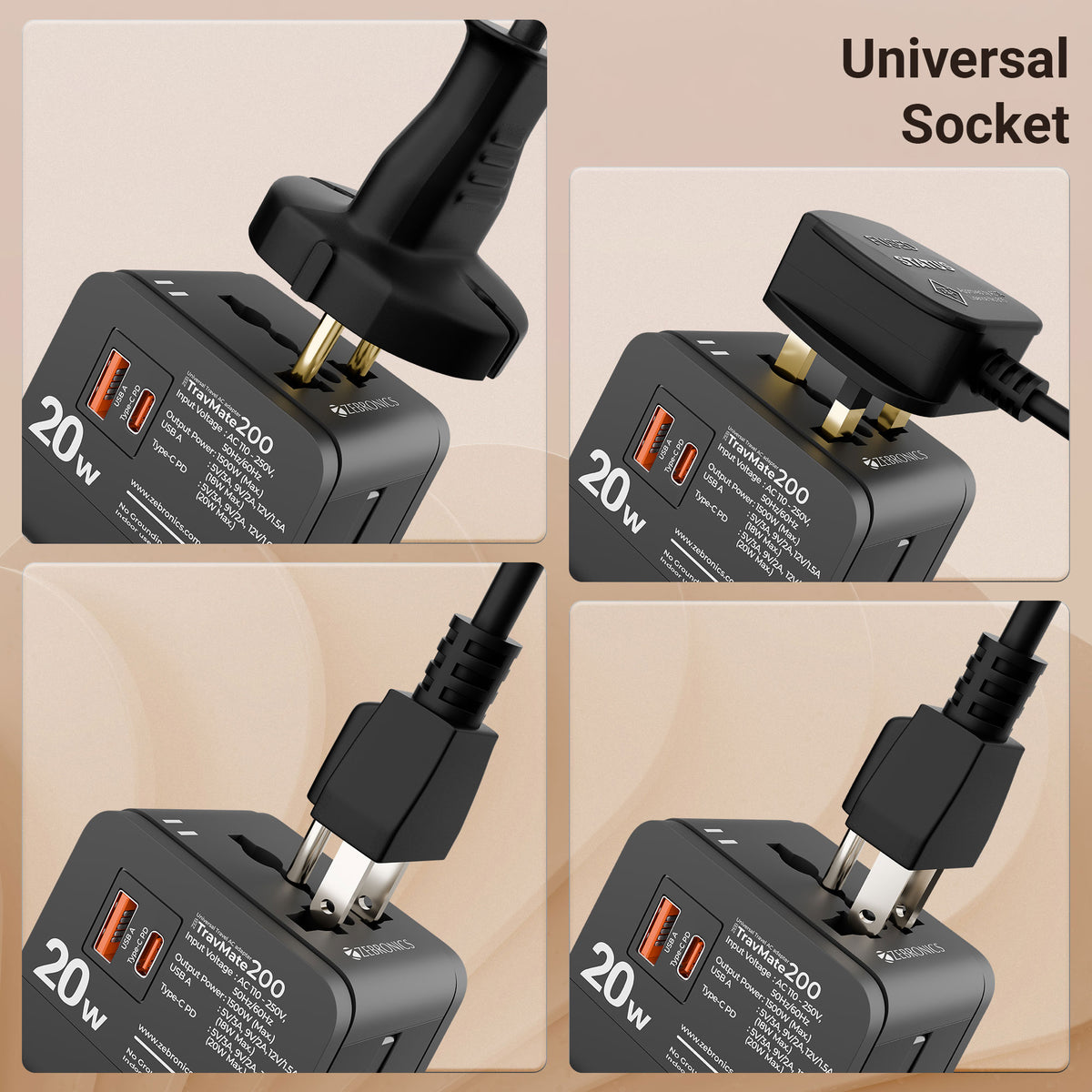 Zebronics Travmate 200 Universal Travel Adapter