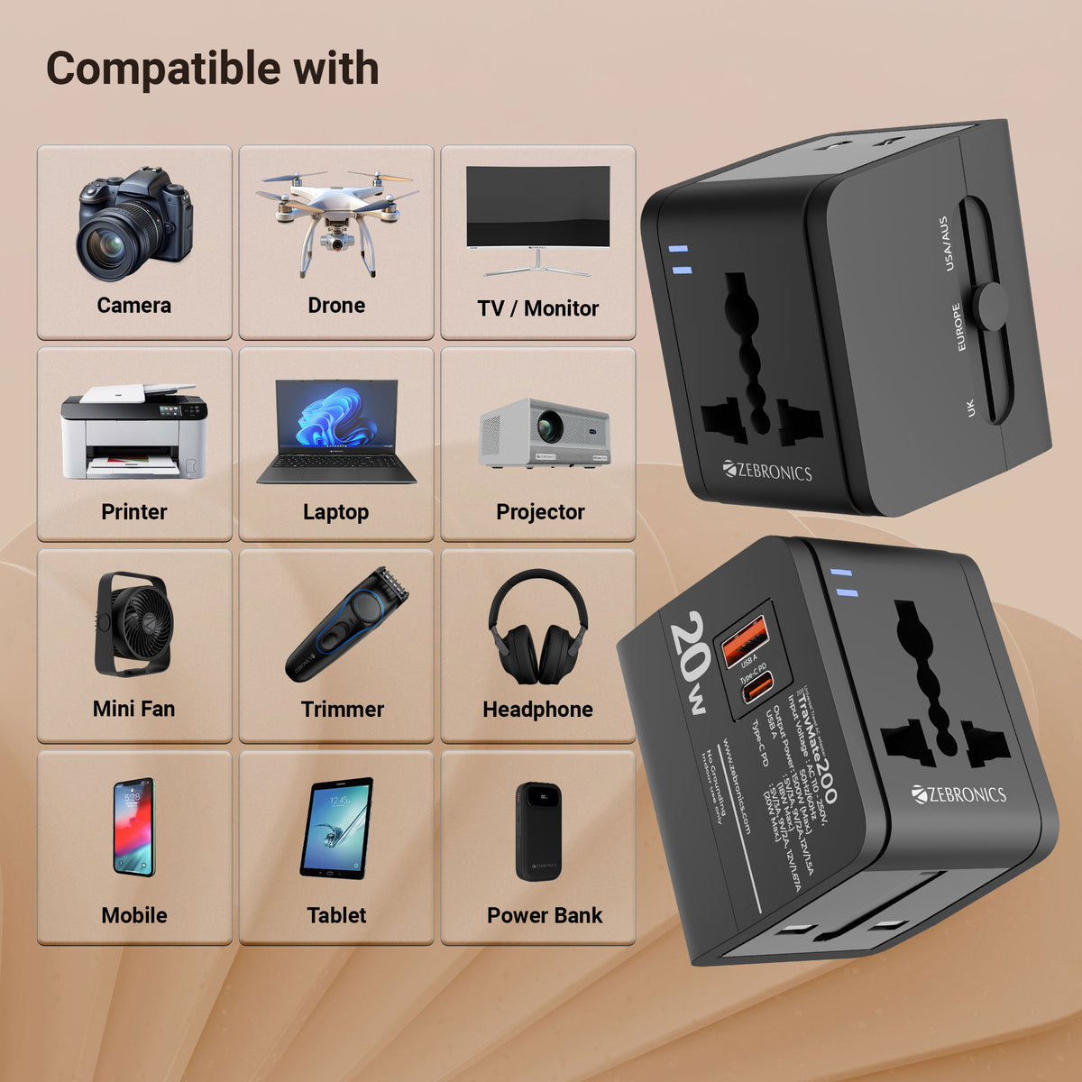 Zebronics Travmate 200 Universal Travel Adapter