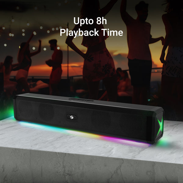 Zebronics Vita Bar 150 20W RMS Mini Soundbar with Wireless Bluetooth 5.3, Dual Drivers and RGB LED Lights sound bar thumbnail 7