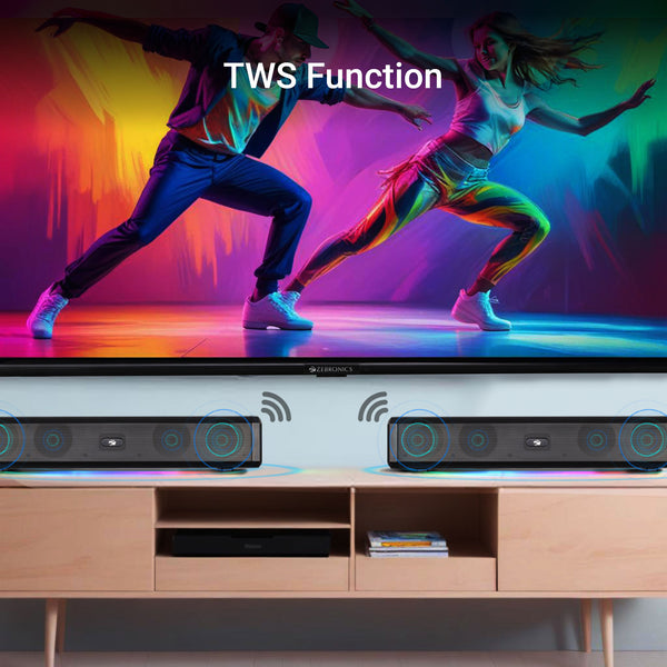 Zebronics Vita Bar 150 20W RMS Mini Soundbar with Wireless Bluetooth 5.3, Dual Drivers and RGB LED Lights sound bar thumbnail 8