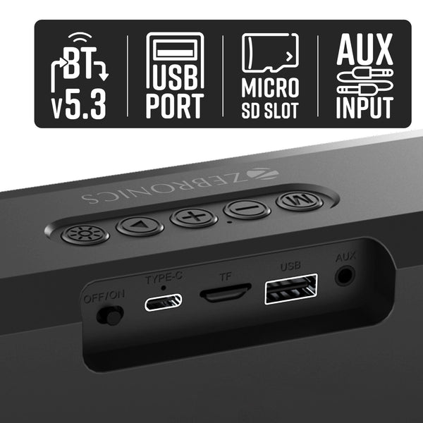 Zebronics Vita Bar 150 20W RMS Mini Soundbar with Wireless Bluetooth 5.3, Dual Drivers and RGB LED Lights sound bar thumbnail 9