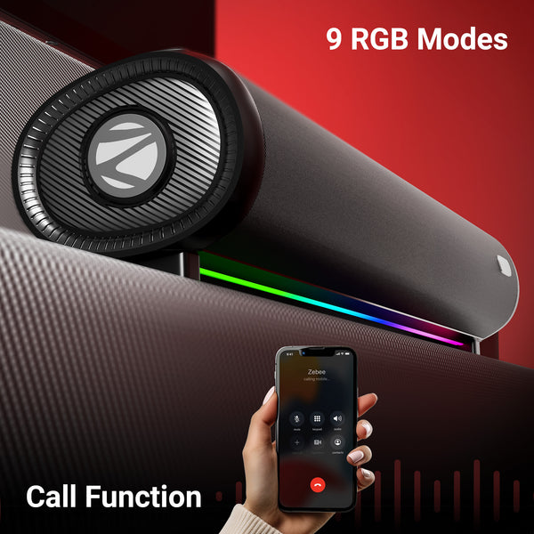 Zebronics Vita Bar 301 Wireless Bluetooth Mini Soundbar with 42W RMS Output, Dual 57mm Drivers and RGB LED Lights sound bar thumbnail 7