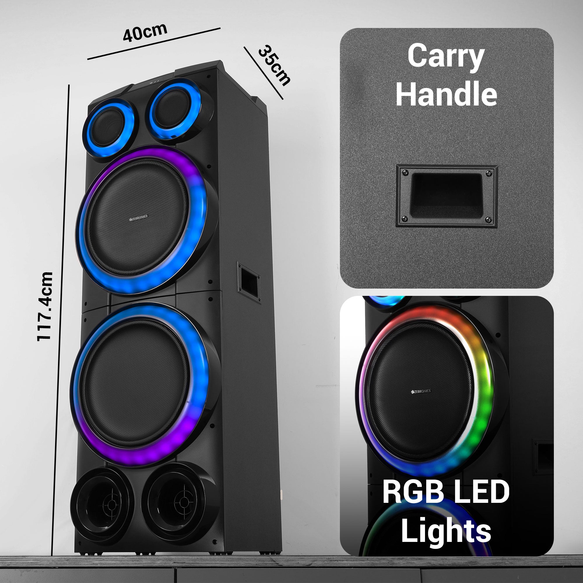 Zeb-Vox Pro - DJ Speaker  - Zebronics - RGB lights - Portable