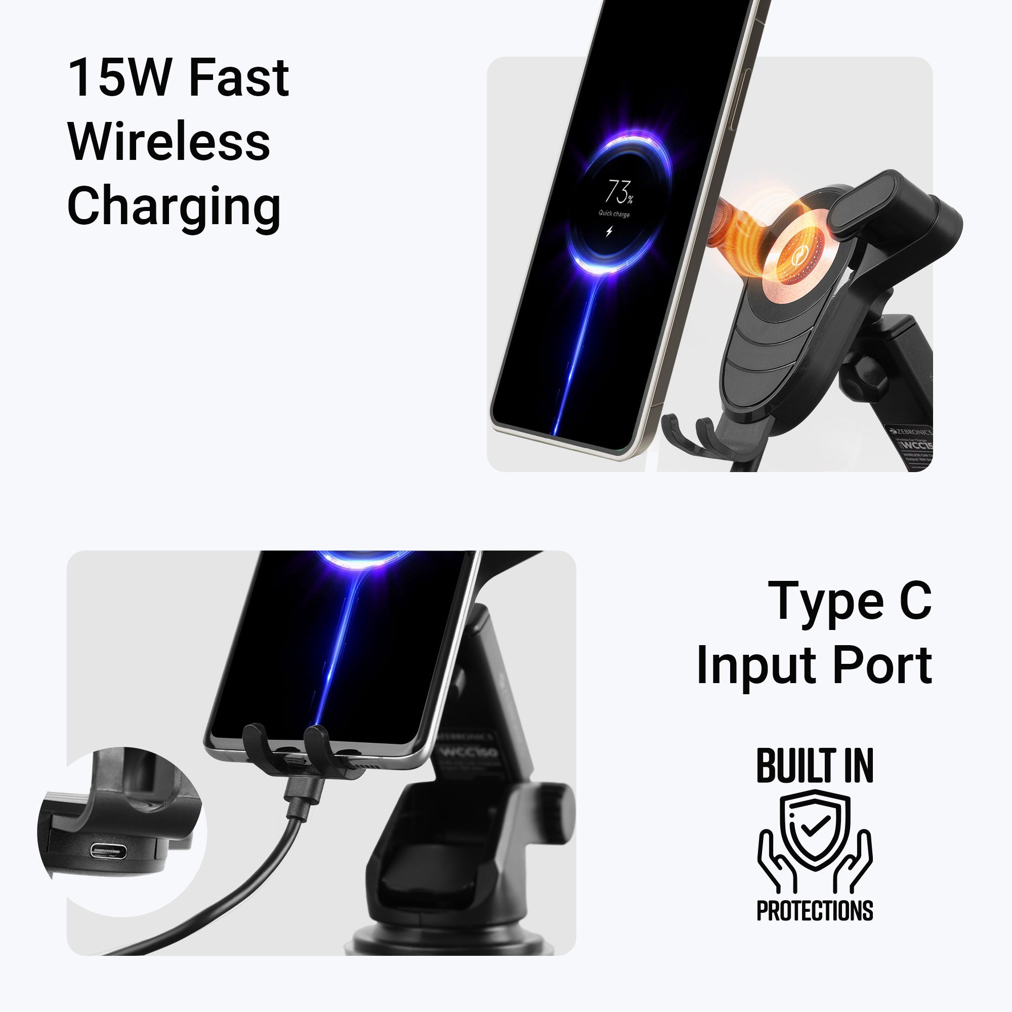 Zeb-WCC150 - Wireless Car Charger - Zebronics