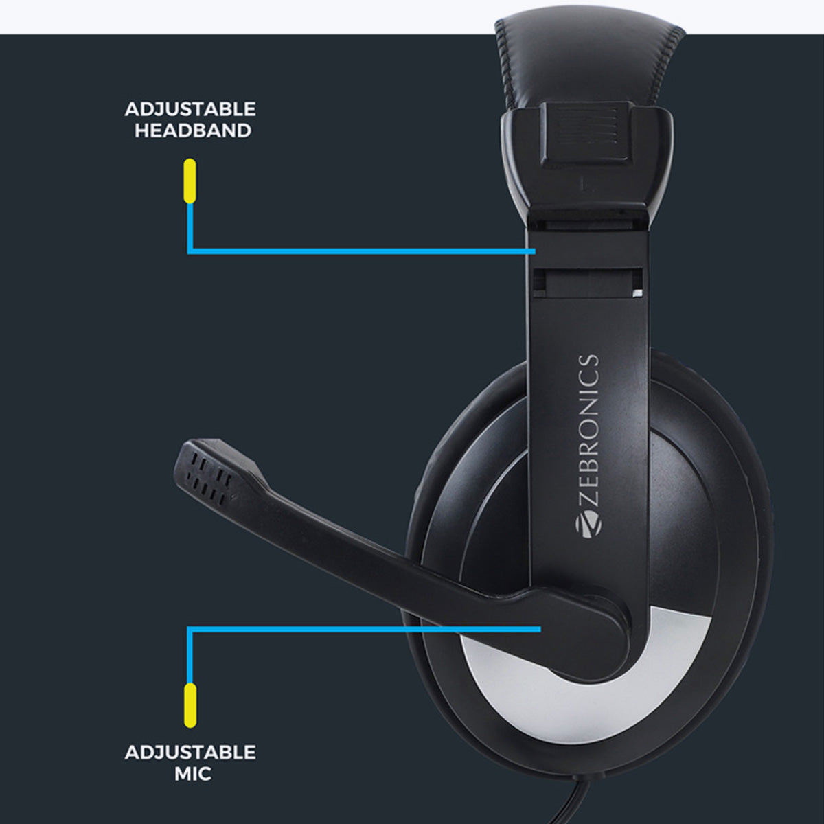 Zebronics 200HM 3.5mm Headphone With Adjustable Mic