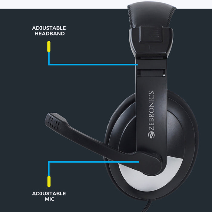 Zebronics 200HM - 3.5mm Headphone With Adjustable Mic