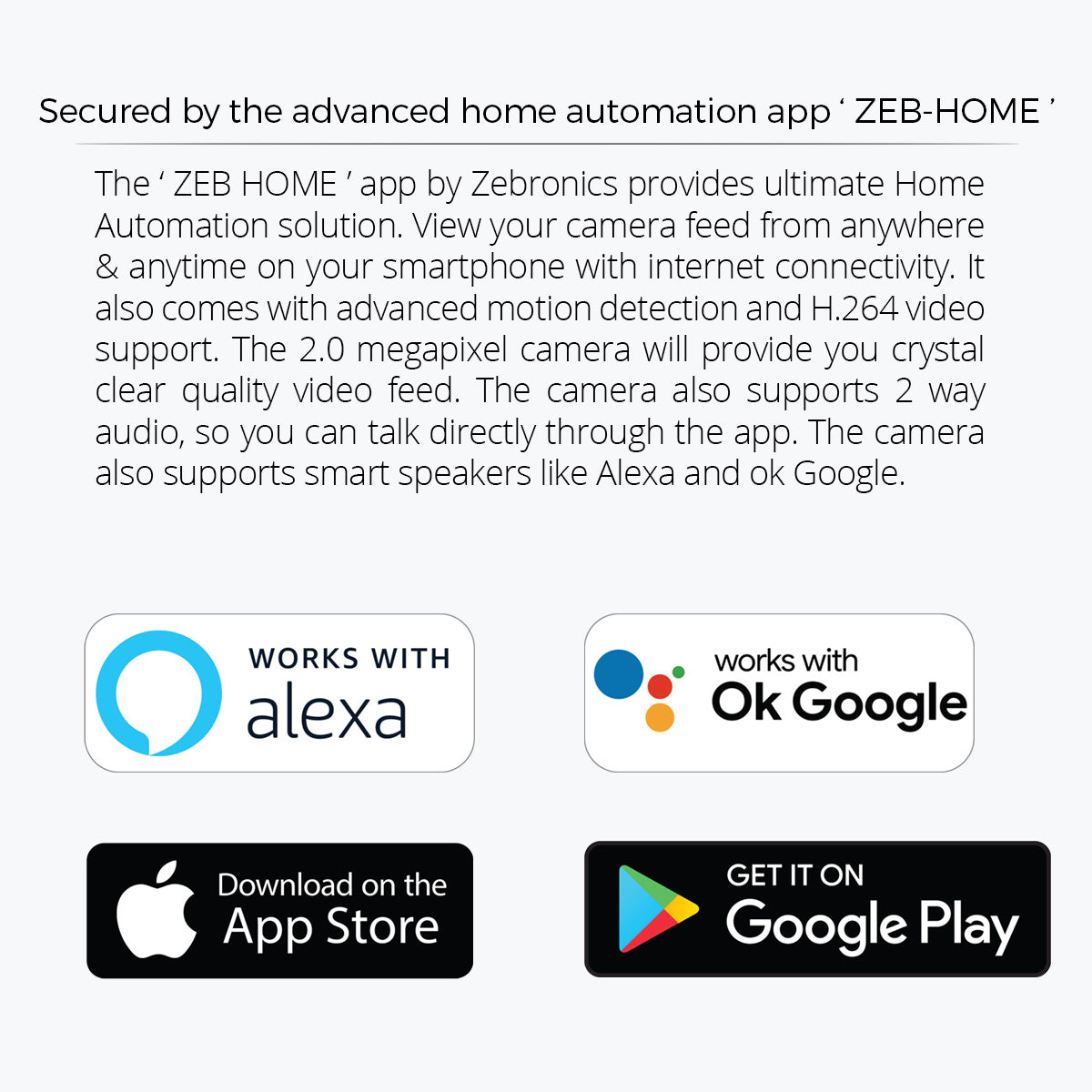 Zeb-Smart Cam 100 - Smart WiFi Camera - Zebronics